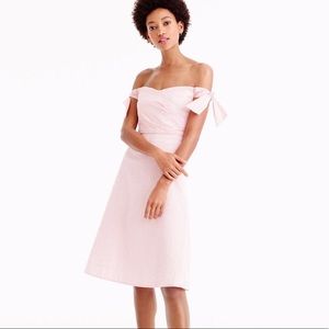 J. Crew Strapless Pink and White Dress